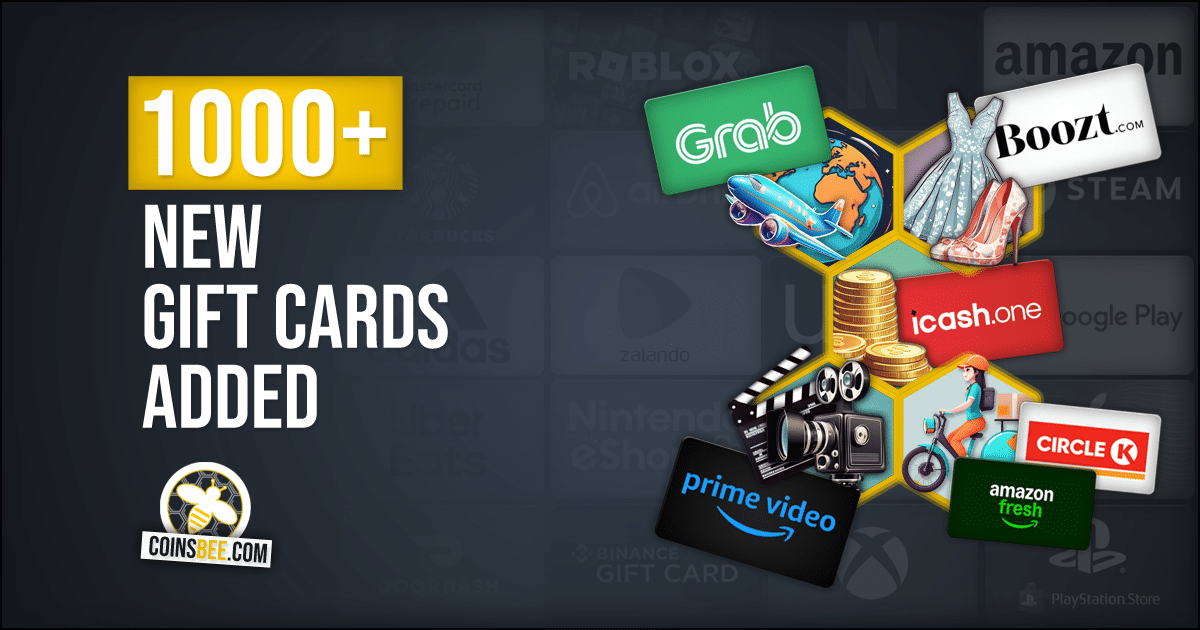 Over 1,000 New Gift Cards Added to CoinsBee